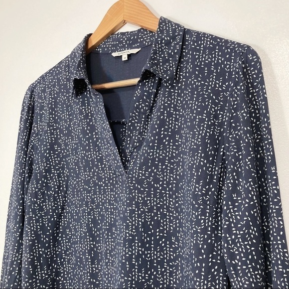 Sandwich Leaf Print Split Neck Long Sleeve Blouse Size M - Picture 13 of 14